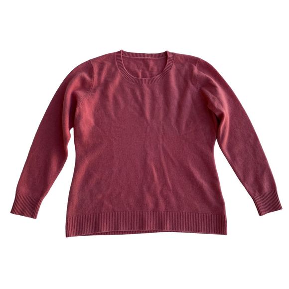 KELLOGG Women's 100% Cashmere Sweater S Coral Red Long Sleeve Crew Neck Pullover - Picture 1 of 6